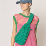 Quilted Stylish Lightweight Puffer Sling Bag: GRN / ONE SIZE