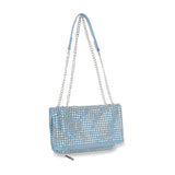 Front Flap Sparkling Rhinestone Shoulder Bag: Blue