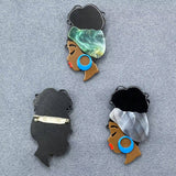 Girl Wearring Turban Acrylic Brooch: Wine red