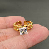 Zircon Inlaid Irregular Geometry 18K Gold Plated SS Ring - FGS: J