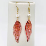 Colorful Double Butterfly Wings Dangle Earrings: Pearl-Light Green