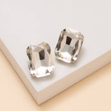 Rectangular Cut Crystal Stud Earrings: Blue