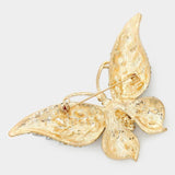 Glass Crystal Butterfly Pin Brooch: Gold