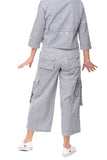 CV1086 Calista Cargo Pant in Marina White Seersucker Stripe*: XL
