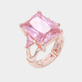 Rectangle Crystal Stretch Ring: MULTI