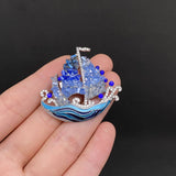 Blue Sailboat Brooch