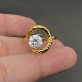 Zircon Inlaid Irregular Geometry 18K Gold Plated SS Ring - FGS: B