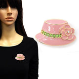 Rose Flower Hat Brooch Pin: Gold-Black