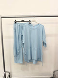 PURE COTTON SET WITH DISTRESSED SLEEVES AND BAGGY PANTS: Lime