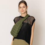 Quilted Stylish Lightweight Puffer Sling Bag: GRN / ONE SIZE