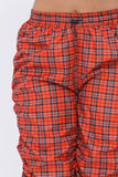 Plus Size Plaid Print Windbreaker Drawstring Jogger Pants: Red / 2-2-2 (1XL-2XL-3XL)