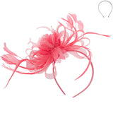 Floral Fascinator Headband w/ Side Loops & Feathers: Black