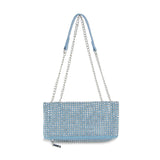 Front Flap Sparkling Rhinestone Shoulder Bag: Blue