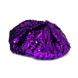 Fully Sequin Embellished Beret Hat: Purple