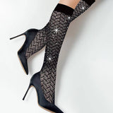 Bling Studded Grace Knee-high Fish Net Stocking: AB