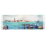 Watercolor Painting of Boats on The River Printed Scarf