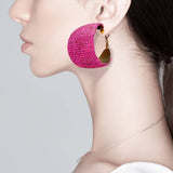 Rhinestone Pave Hoop Evening Earrings: Gold Rainbow