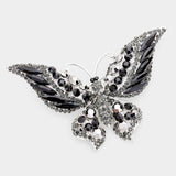 Glass Crystal Butterfly Pin Brooch: Gold