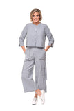 CV1086 Calista Cargo Pant in Marina White Seersucker Stripe*: XL