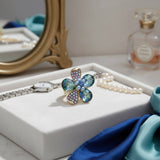 Blue Teardrop Crystal Flower Ring