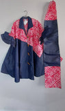 Denim Shirt Dress with Ankara African Print 3139-L: Red