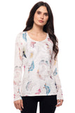 90452-A7 Butterfly Print Long Sleeve Mesh Top: M