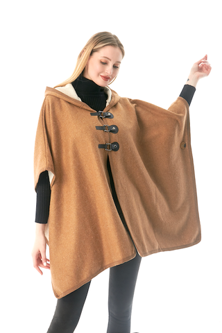 CP22110 Irelandia Hooded Cape Coat: 04 Camel