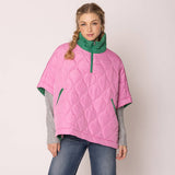 Pink and Green Quilted Poncho