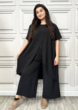 Full Cross-Over Front Short Sleeves and Wide Leg Pants Set : Orange
