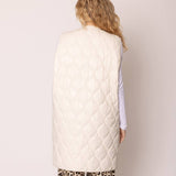 Quilted Padded Long Zipper Vest: IVY / One Size