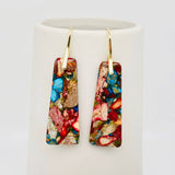 Colored Emperor Stone Geometric Agate Chakra Earrings - CS: F