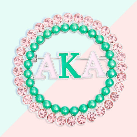 Brooch Pink Green AKA Round Brooch