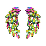 Marquise Gem Leaf Cluster Wing Earrings : Royal Blue