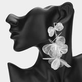 Oversized Metal Cutout Flower Drop Earrings
: Gold