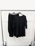 PURE COTTON SET WITH DISTRESSED SLEEVES AND BAGGY PANTS: Lime