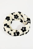 Fuzzy Fur Flower Print Infinity Scarf: WH