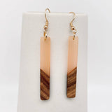 Resin Wooden Stick Rectangular Pendant Earrings: Yellow