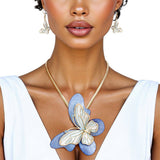 Pendant Blue Butterfly 3D Necklace for Women: Blue / Gold / 18 + 3 inches