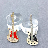 Rhinestone Enamel Rock and Roll Guitar Brooch: A