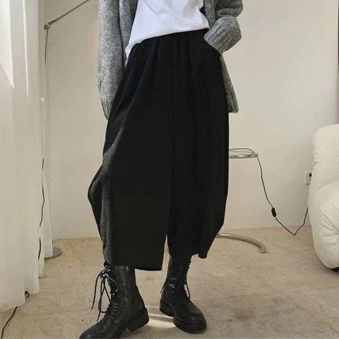 Women's Plus Size Wide Leg Baggy Casual Pants: Black / XL