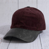 Corduroy Baseball Hat With Vegan Leather Brim: BR