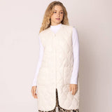 Quilted Padded Long Zipper Vest: IVY / One Size