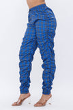 Plus Size Plaid Print Windbreaker Drawstring Jogger Pants: Red / 2-2-2 (1XL-2XL-3XL)