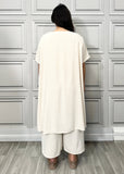 Full Cross-Over Front Short Sleeves and Wide Leg Pants Set : Orange