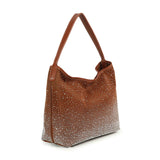 Rhinestone Bling Hobo Handbag: Brown