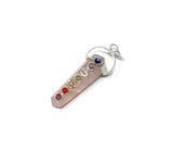 Double point 7 chakras pencil pendant Rose Quartz