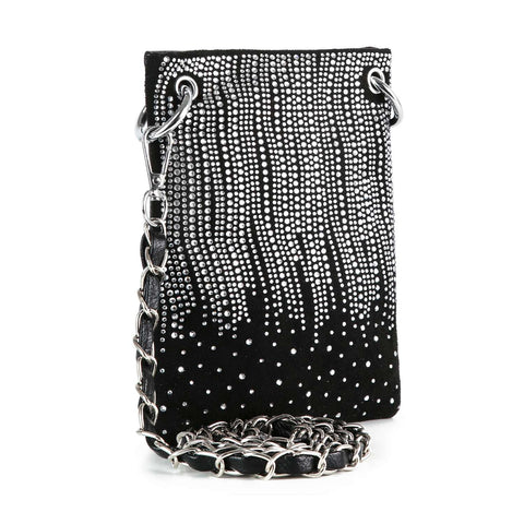 Rhinestone Design Ultra Crossbody Sling: Black