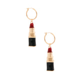 Burgundy Lipstick Charm Earrings