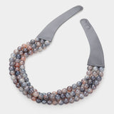 Chunky Metal Ball Beaded Faux Leather Magnetic Necklace: CGS