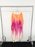 Tie Dye Multi Colour Print Oversized Stretchy Shirt Dress: Orange/Pink